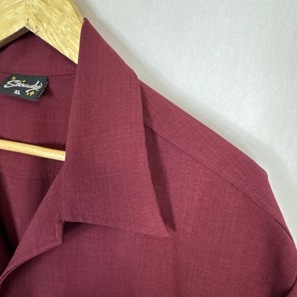Steady Clothing USA Rockabilly Hot Rod Panel Shirt Burgundy Men’s XL - Picture 3 of 6